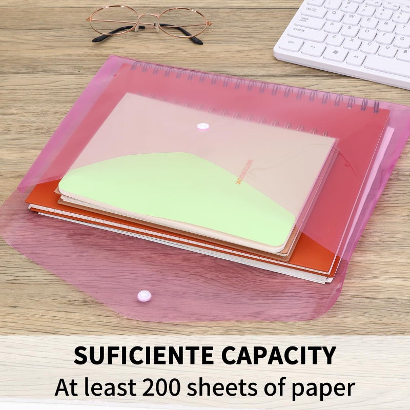 EOOUT 14pcs Plastic Envelopes, Plastic Folders for Documents, Poly Folders with Snap Closure, A4 Size, Letter Size, for School and Office Supplies - Image 3