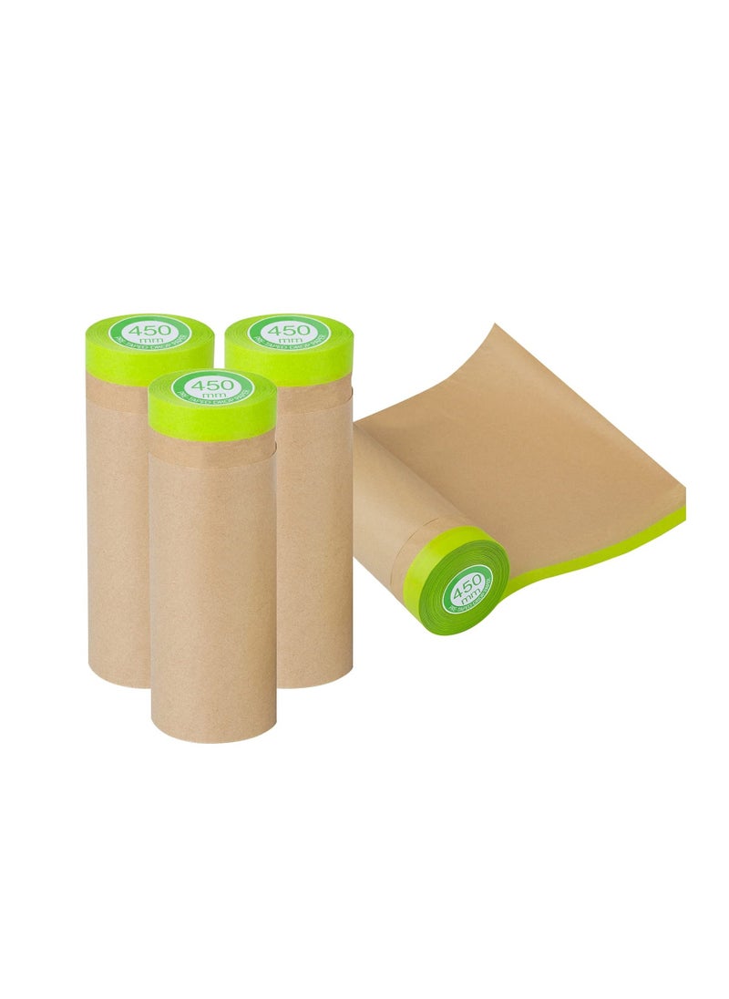 SYOSI Pre Taped Masking Paper for Painting 12M Tape and Drape Painters Paper Paint Adhesive Protective for Covering Skirting Frames Cars and Auto Body 4 Rolls  - Image 1