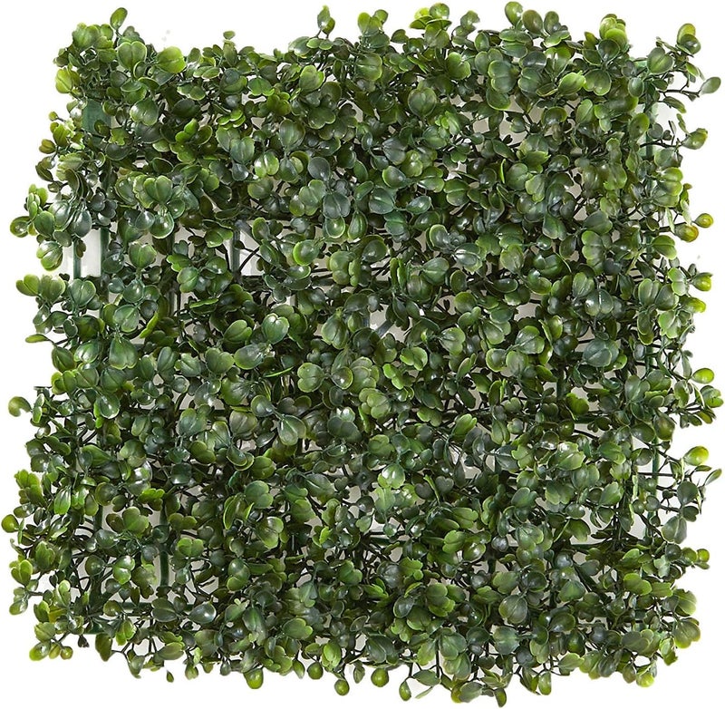 Fourwalls Artificial PVC Eucalyptus Boxwood Wall Mat (Green, 15 cm x 15 cm x 2 cm) -Set of 12 - Image 4