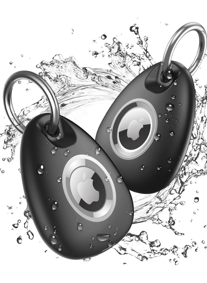 SOLARAE Case for AirTag, IPX8 Waterproof Keychain Holder Compatible with Apple Air Tag Case for Dog/Cat/Luggage (Black) - Image 1