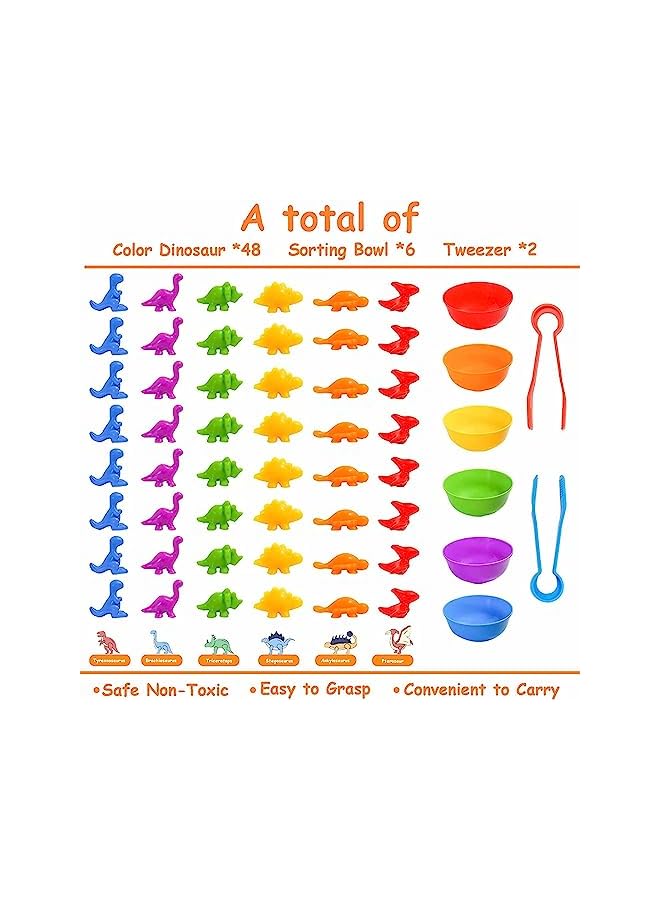 PROMASS Dinosaur Toys Matching Games with Sorting Cups,Color Sorting and Sensory Training,STEM Montessori Preschool Educational Learning Toys,Gift for Kids Aged 3 4 5 Years Old Boys Girls - Image 3