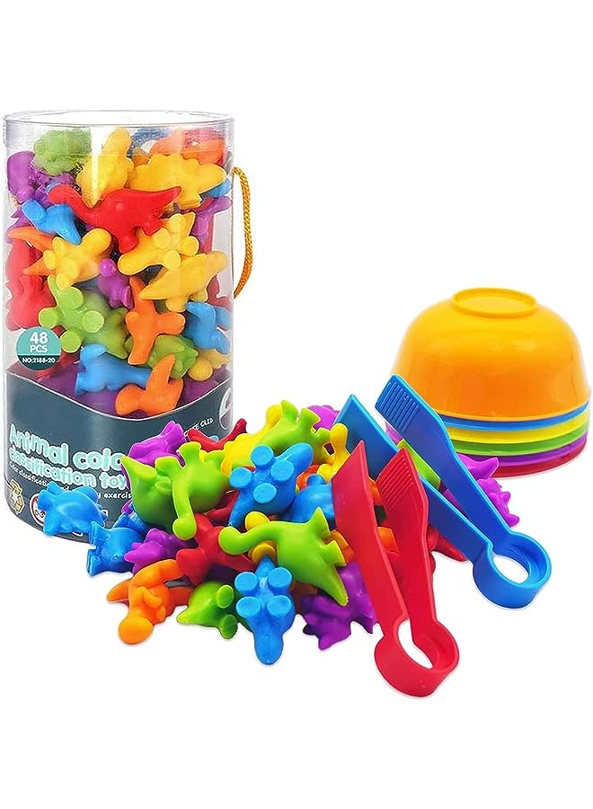 PROMASS Dinosaur Toys Matching Games with Sorting Cups,Color Sorting and Sensory Training,STEM Montessori Preschool Educational Learning Toys,Gift for Kids Aged 3 4 5 Years Old Boys Girls - Image 1