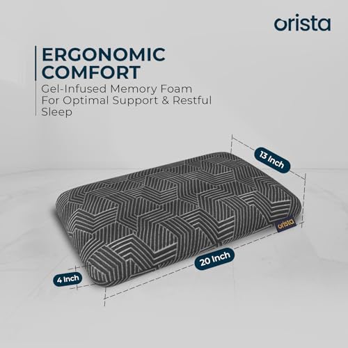 Orista™ Advance Gel Blended Memory Foam Sleep Enhancer Pillow | 2 Year Warranty | Cushions Neck & Shoulder Pain Relief | Orthopedic Pillow Back Side & Stomach Sleepers | 20 x 13 x 4 Inch | Set of 2 - Image 2