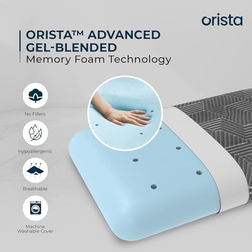 Orista™ Advance Gel Blended Memory Foam Sleep Enhancer Pillow | 2 Year Warranty | Cushions Neck & Shoulder Pain Relief | Orthopedic Pillow Back Side & Stomach Sleepers | 20 x 13 x 4 Inch | Set of 2 - Image 5