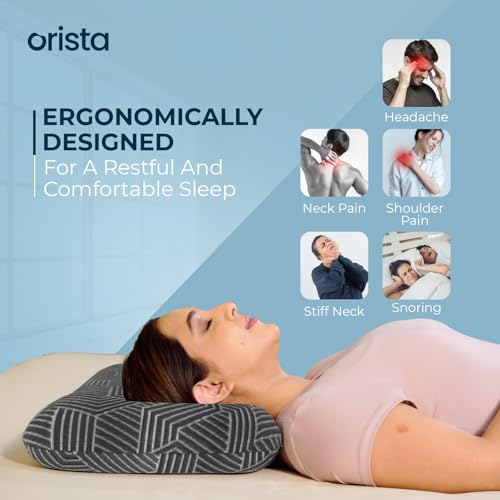Orista™ Advance Gel Blended Memory Foam Sleep Enhancer Pillow | 2 Year Warranty | Cushions Neck & Shoulder Pain Relief | Orthopedic Pillow Back Side & Stomach Sleepers | 20 x 13 x 4 Inch | Set of 2 - Image 4
