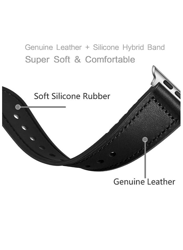 Leather Strap Compatible with Apple Watch 49mm 45mm 42mm/ Silicone Inner Wax Leather Strap Compatible with Apple Ultra/Ultra 2 SE SE2 Series 9/8/7/6/5/4/3/2/144mm - Image 5