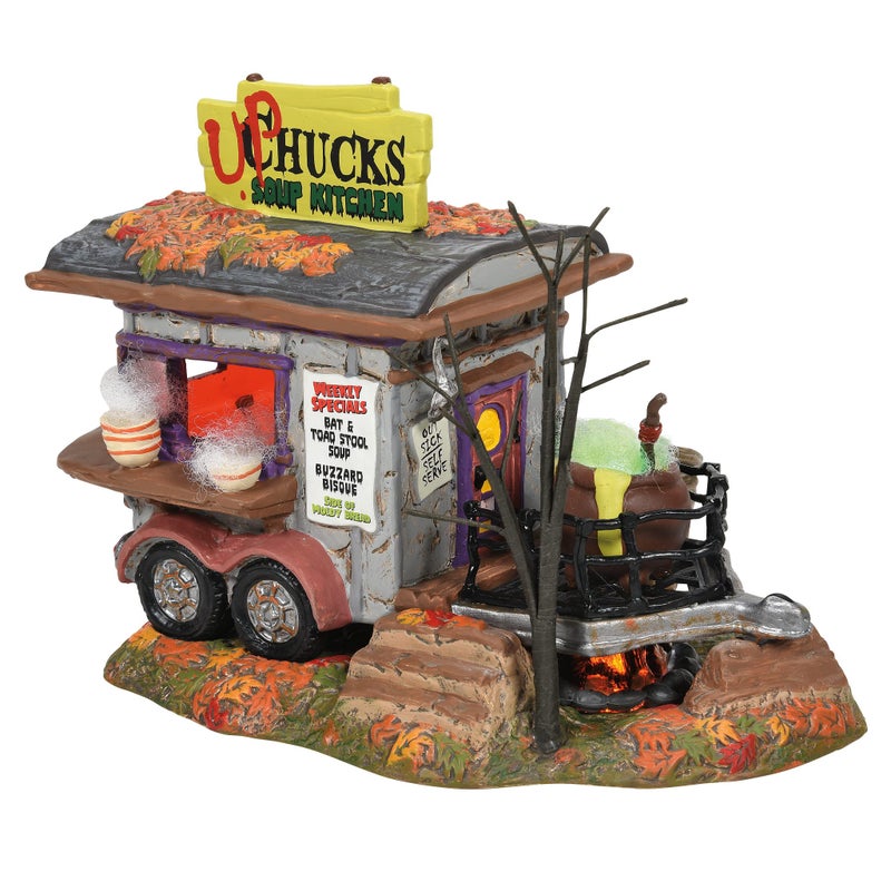 Department 56 Snow Village Halloween Haunted Wheels Food Truck Upchucks Soup Kitchen Lit Figurine 575 Inch Multicolor