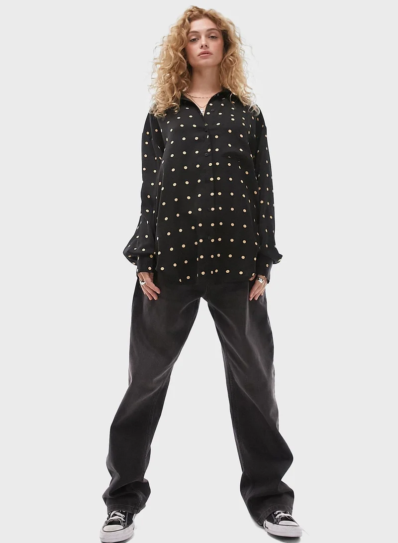 TOPSHOP Printed Button Down Shirt
