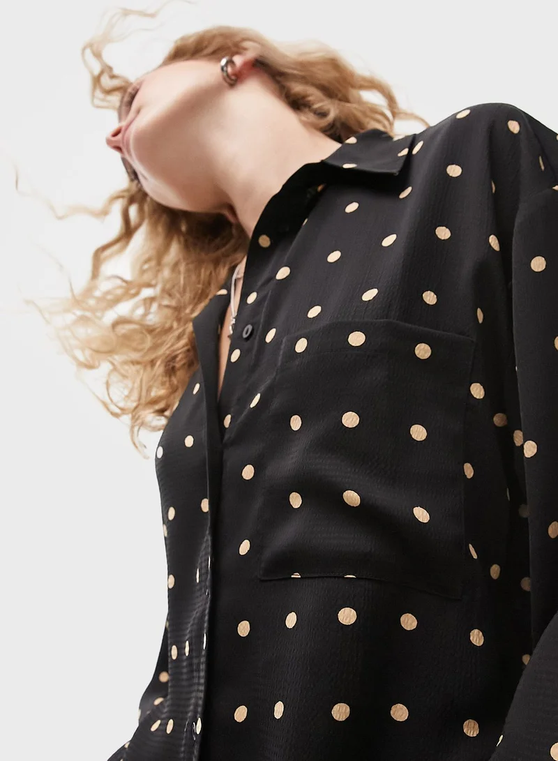 TOPSHOP Printed Button Down Shirt