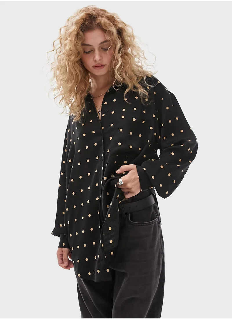 TOPSHOP Printed Button Down Shirt