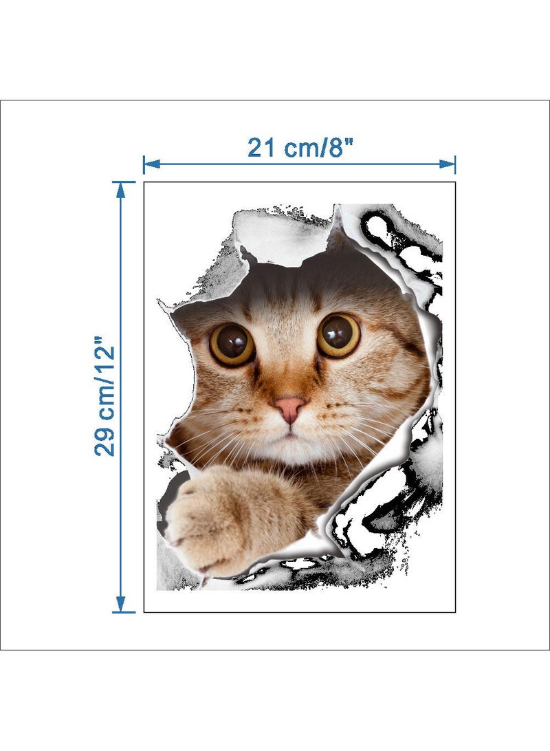 3Pcs Creative Cat & Dog 3D broken wall visual impact wallpaper toilet toilet stickers 21*29CM  - Image 4