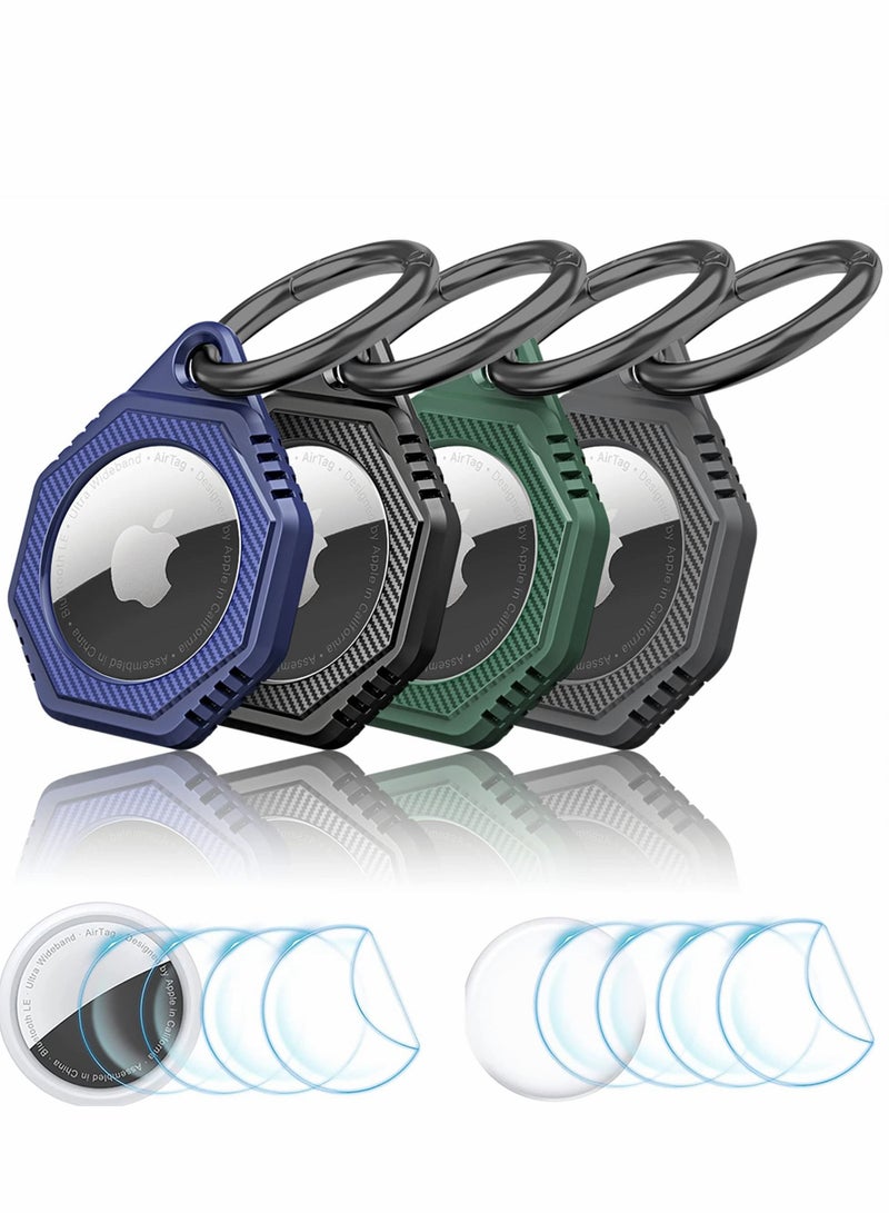 Airtag Holder 4 Pack for Apple Airtags, Scratch Resistant PC+TPU Full Protective Air Tag Case with Built-in Protective Film, Apple Airtag Accessories for Keyring - Image 1