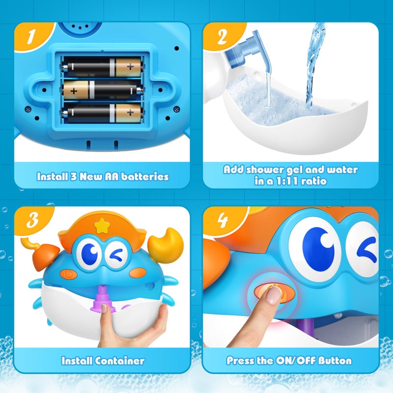 Puidapo Bath Toys,Light Up Baby Bath Toys Bath Bubble Machine with Colourful RGB Light Great Birthday for Toddler Boys and Girls Tub Toy for Kids Ages 1-3 4-8 - Image 5