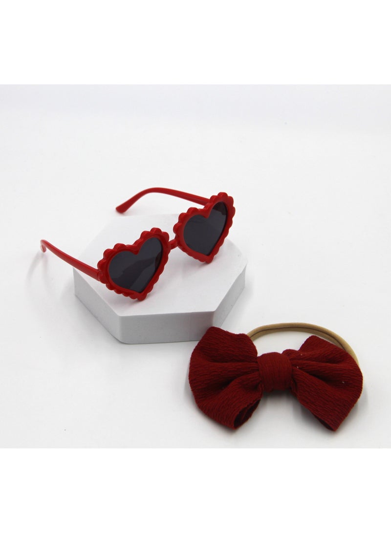 D'Daniela Aisha Glasses and Bow Barrette Ponytail Set For Babies and Girls - Burgundy - Image 4