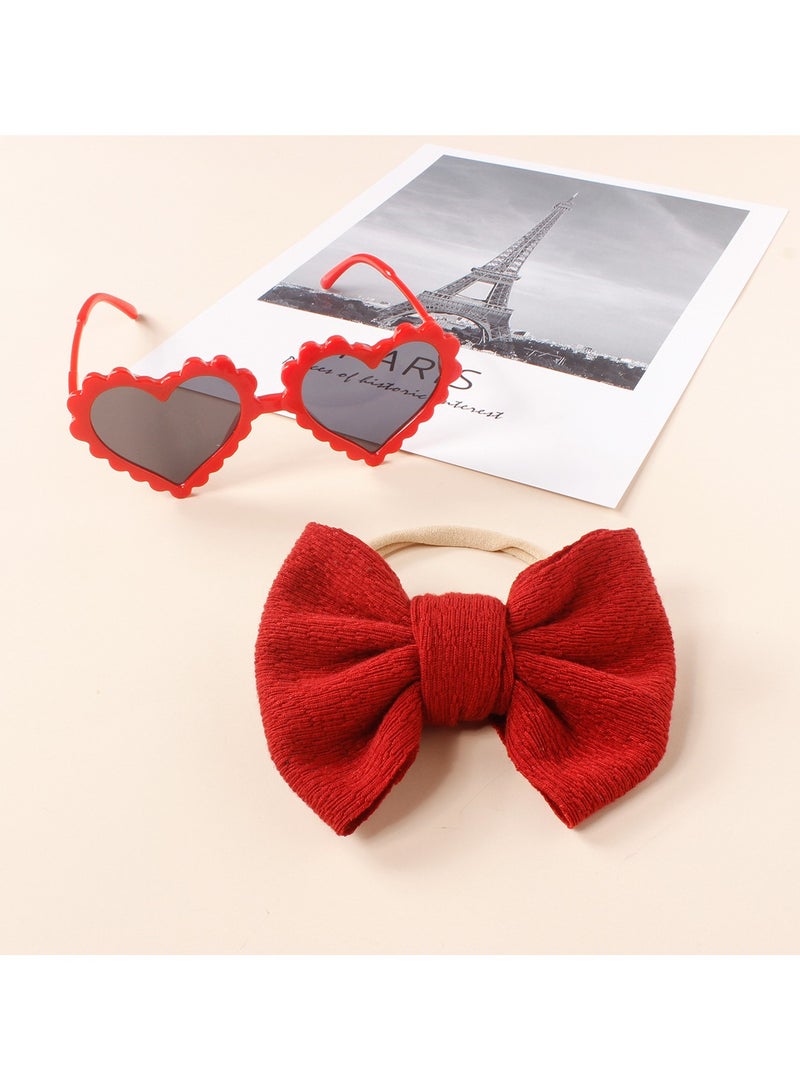 D'Daniela Aisha Glasses and Bow Barrette Ponytail Set For Babies and Girls - Burgundy - Image 5