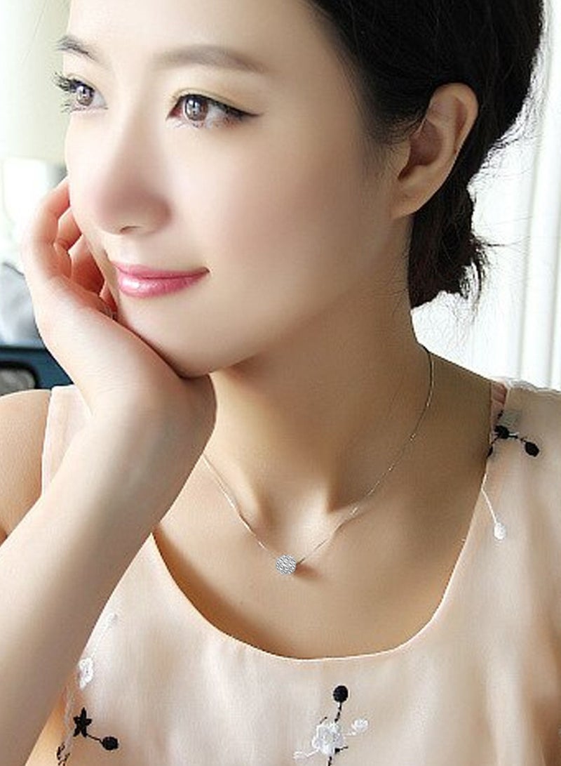 اليسا Stainless Steel Necklaces with Round Crystal Ball Pendant - Image 4