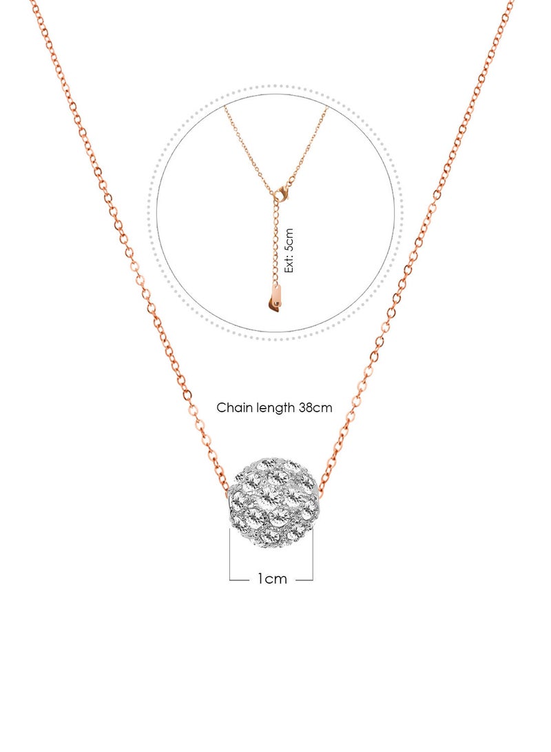 اليسا Stainless Steel Necklaces with Round Crystal Ball Pendant - Image 2
