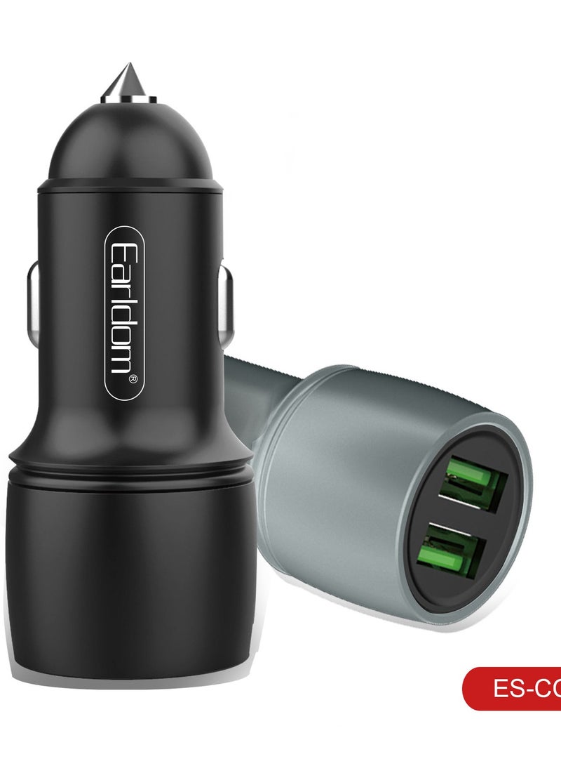 Earldom Car USB Charger Quick Charge 3.0 – Dual USB Ports Mobile Phone Charger for iPhone 12 & Fast Charging with Cable - Image 1
