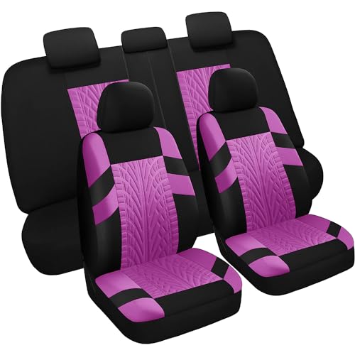 VarCozy Car Seat Covers Full Set, Front & Split Rear Bench for Car, Universal Cloth SUV, Sedan, Van, Automotive Interior Covers, Airbag Compatible - Image 1