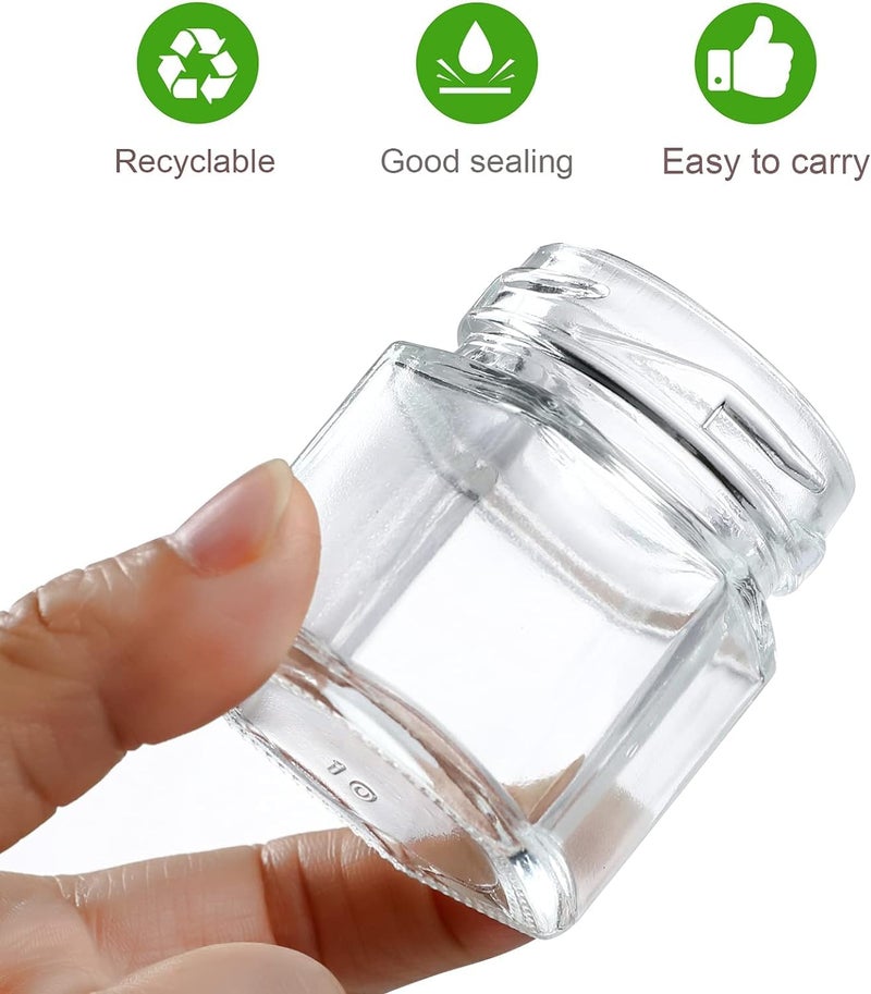 ARUZEN Mini Glass Jars Gold Lids, Bee Charms Honeybee Pendant, Honey Dipper Sticks, Jute Tag String，Wedding Baby Show Thank You Party Gifts, Crafts Canning Glasses Jar (45, hexagon, 48 - Image 2