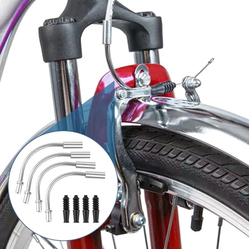Trinkrittey Bike V Brake Noodle Cable Guide Pipe 8Pcs Brake Noodle Cable Guide Pipe and End Caps Accessories with Rubber Boots for Mountain and Road Bicycle - Image 5