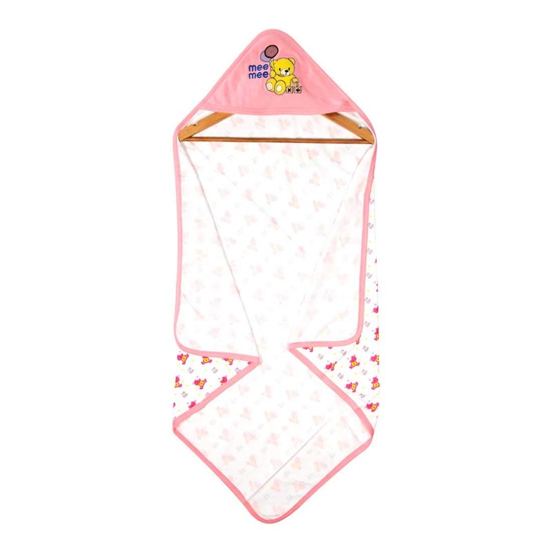 mee mee Mee Mee 100 Soft Cotton Hooded Baby Wrapper Cum Warmer Blanket with Hood for New Born Baby 0 to 6 Months Pink - Image 4