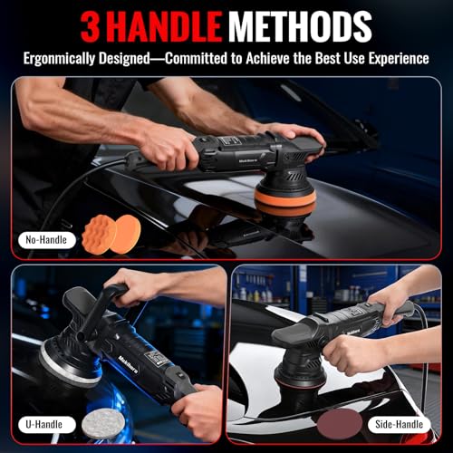 Makihara Car Buffer Polisher, 5 Inch Random Orbital Car Polisher, 1600W 6 Variable Speed 600-3600 RPM, 26Pcs Attachments, Polisher for Car Detailing, Boat Sanding, Scratch Removing - Image 5