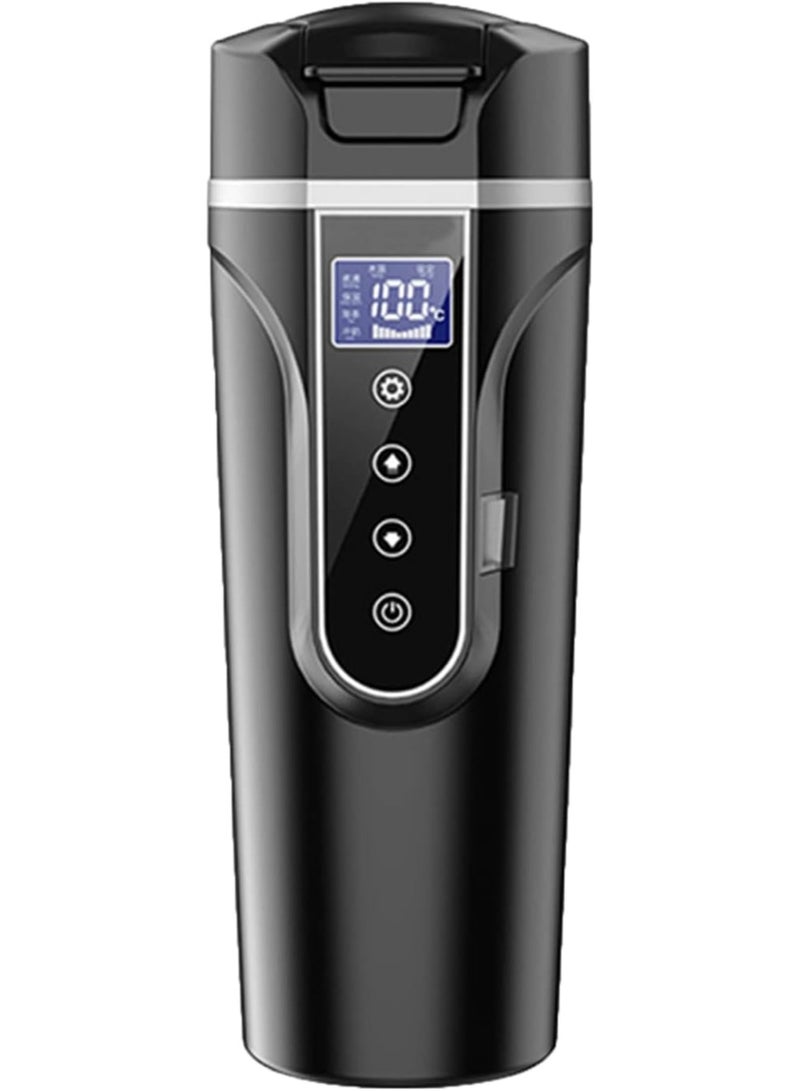 ارواق غلاية كهربائية للسيارة 500 مل 12 ‑ 24 فولت كوب تسخين السيارة كوب تسخين السيارة من الفولاذ المقاوم للصدأ LCD عرض ذكي لدرجة الحرارة كوب قهوة كهربائي للسفر لحليب الشاي والقهوة - Image 1