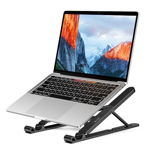 BESIGN LS01 Pro Ergonomic Laptop Stand, Plastic Laptop Riser, Portable and Adjustable Notebook Computer Holder Compatible with 10-14" Laptops (Black) - Image 1
