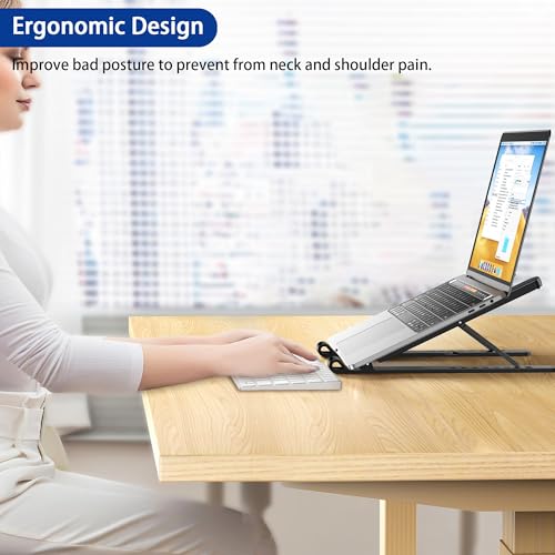 BESIGN LS01 Pro Ergonomic Laptop Stand, Plastic Laptop Riser, Portable and Adjustable Notebook Computer Holder Compatible with 10-14" Laptops (Black) - Image 3