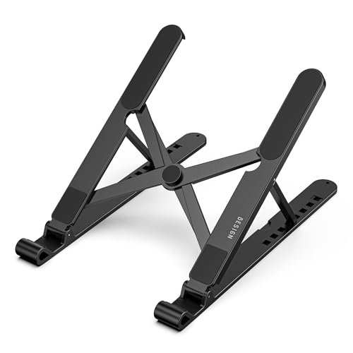 BESIGN LS01 Pro Ergonomic Laptop Stand, Plastic Laptop Riser, Portable and Adjustable Notebook Computer Holder Compatible with 10-14" Laptops (Black) - Image 2