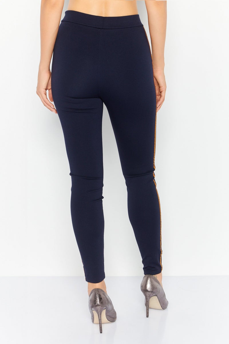 MODE Women Regular Fit Solid Pull On Leggings, Navy - Image 3
