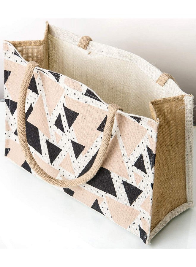 H&B Jute Shopping Bag - Jute bags for grocery shopping, Shoulder bag, Jute tote, Jute Travel bag, and reusable grocery bag Kitchen Essential - Triangle (Combo Of 3 - Beige) - Image 4