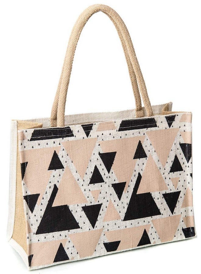 H&B Jute Shopping Bag - Jute bags for grocery shopping, Shoulder bag, Jute tote, Jute Travel bag, and reusable grocery bag Kitchen Essential - Triangle (Combo Of 3 - Beige) - Image 2