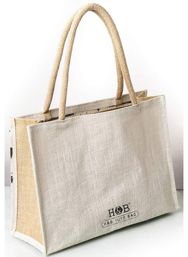 H&B Jute Shopping Bag - Jute bags for grocery shopping, Shoulder bag, Jute tote, Jute Travel bag, and reusable grocery bag Kitchen Essential - Triangle (Combo Of 3 - Beige) - Image 3