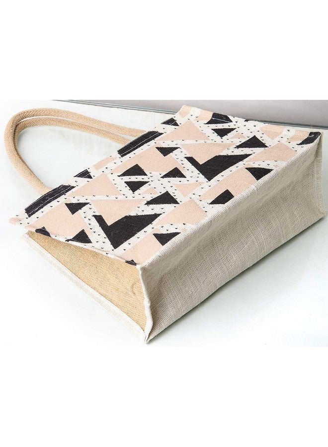 H&B Jute Shopping Bag - Jute bags for grocery shopping, Shoulder bag, Jute tote, Jute Travel bag, and reusable grocery bag Kitchen Essential - Triangle (Combo Of 3 - Beige) - Image 5