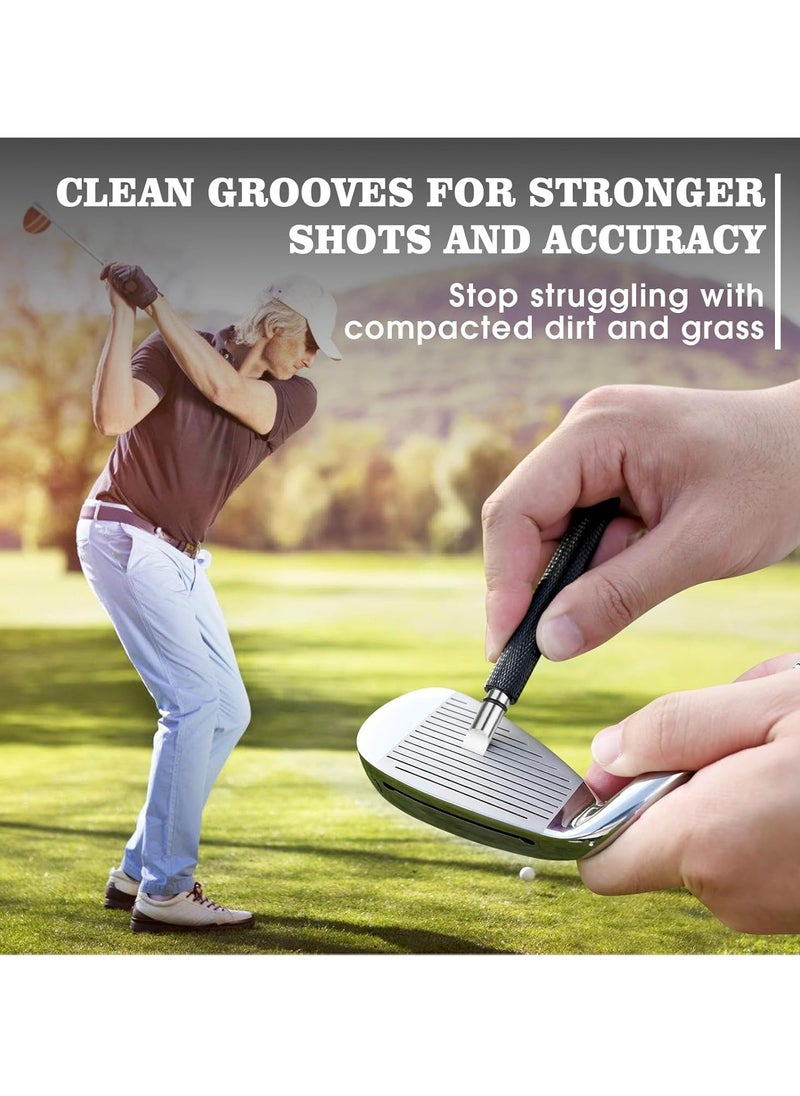 Oasisgalore 2 Pcs Golf Club Brushes and Groove Cleaner with Retractable Zipline Carabiner Golf Brush Head, Comfortable Grip  - Image 3