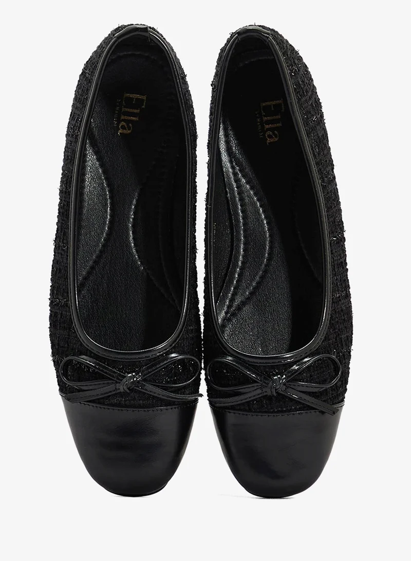 Ella Black Womens Ballerina Flat With Bow for Women | Best Price UAE