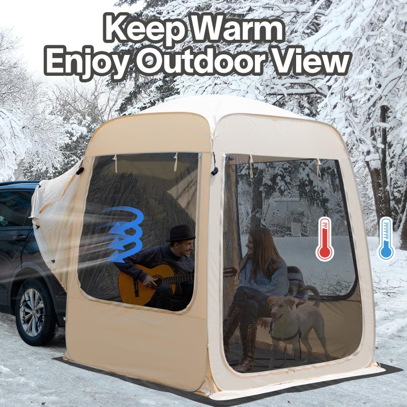 EighteenTek 5 Person All Weather Pop Up Camping Screen Tent/SUV Tent, Outdoor Screen Room for Camping with Shelter Mesh & Waterproof PVC, Instant Screen House Portable for Car SUV Van 7'L X 6.5'W X 7.7'H - Image 5