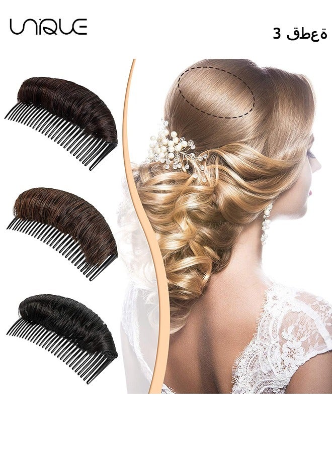 يونيك 3 قطع كعكة الشعر غير مرئية كاذبة الشعر كليب ، الشعر قاعدة نتوء رقيق الشعر وسادة تصفيف إدراج أداة حجم رقيق الأميرة تصفيف زيادة وسادة الشعر للنساء الفتيات (أسود ، بني فاتح ، بني غامق) - Image 1