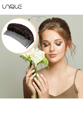 3 Pieces Hair Bun Invisible False Hair Clip, Hair Base Bump Fluffy Hair Pad Styling Insert Tool Volume Fluffy Princess Styling Increased Hair Pad for Women Girls (Black, Light Brown, Dark Brown) - view 3
