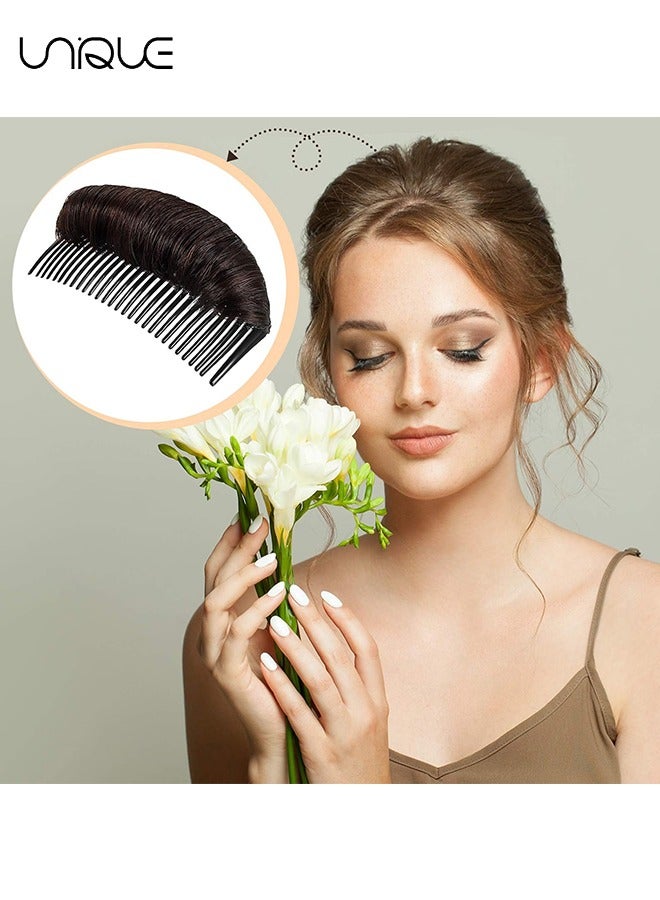 يونيك 3 قطع كعكة الشعر غير مرئية كاذبة الشعر كليب ، الشعر قاعدة نتوء رقيق الشعر وسادة تصفيف إدراج أداة حجم رقيق الأميرة تصفيف زيادة وسادة الشعر للنساء الفتيات (أسود ، بني فاتح ، بني غامق) - Image 3