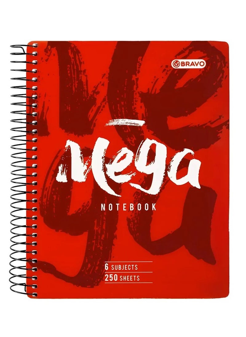 Bravo Bravo Mega 6 Subjects Notebook Med size - Red 