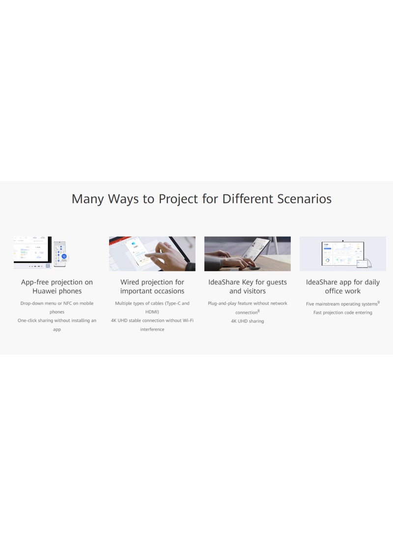HUAWEI IdeaHub S2 75"  IHS2-75SA 4K UHD Interactive Smart Display – 8GB RAM, 64GB Storage, HarmonyOS, Wi-Fi 6, 20-Point Touchscreen, 4K AI Camera, Dual 20W Speakers, HDMI & USB Ports, Wall Mount Included – Ideal for Classrooms & Business Collaboration -  IHS2-75SA Black - Image 5