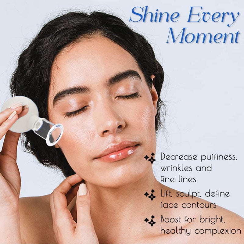 Vinban 4 PCS Glass Facial Cupping Set | Silicone Vacuum Suction | Cupping Massage Therapy | A Kit For Anti Cellulite, Anti Wrinkle and Instantly Ageless Skin | For Eyes, Face and Body(White) - Image 4