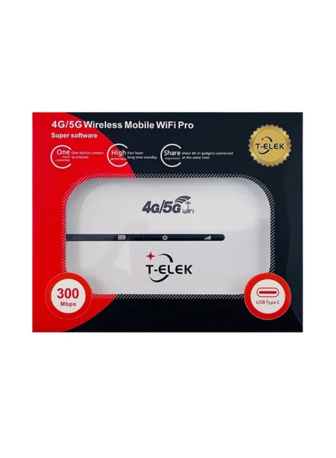 تي إليك واي فاي محمول لاسلكي 4G/5G برو، سرعة 300 ميغابت في الثانية، يو إس بي نوع سي، اتصال بزر واحد - Image 1