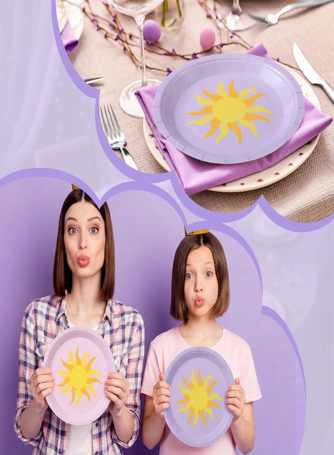 Widecook 40 Pack Purple and Sun Birthday Party Plates for Purple Party Decorations 1st Birthday Paper Plates Sun Tableware Set for Baby Shower Wedding Supplies - Image 5
