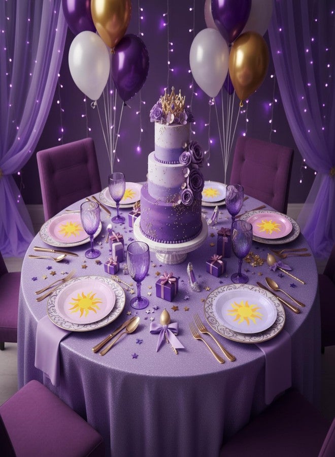 Widecook 40 Pack Purple and Sun Birthday Party Plates for Purple Party Decorations 1st Birthday Paper Plates Sun Tableware Set for Baby Shower Wedding Supplies - Image 3