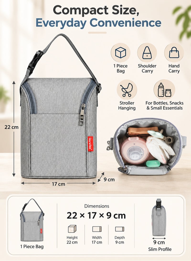 Insular Baby Bottle and Breastmilk Storage Bag, Leak-Proof Baby Bottle Bag, Multifunctional Baby Food Bag, Large Capacity Feeding Bottle Warm Bag, Reusable Lunch Bag for Daycare, Travel and Picnic (Gray) - Image 4