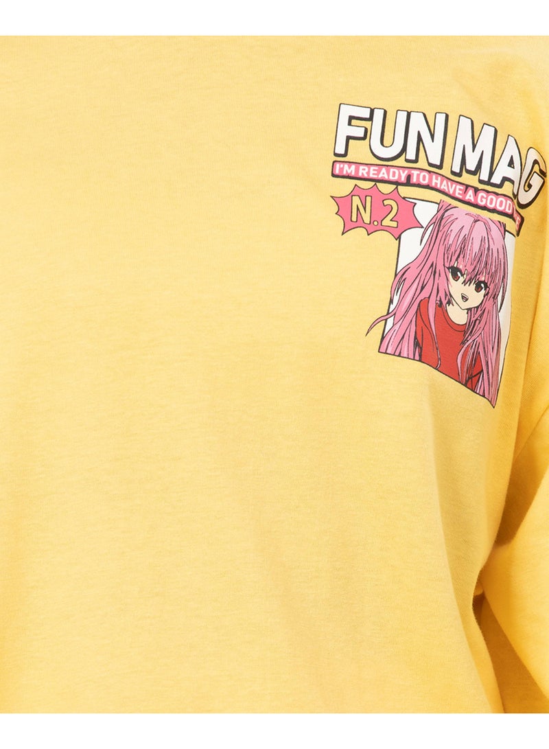 فاين لوك طقم تي شيرت وجزء سفلي بأكمام طويلة للفتيات من Anime Fun Mag - Image 2